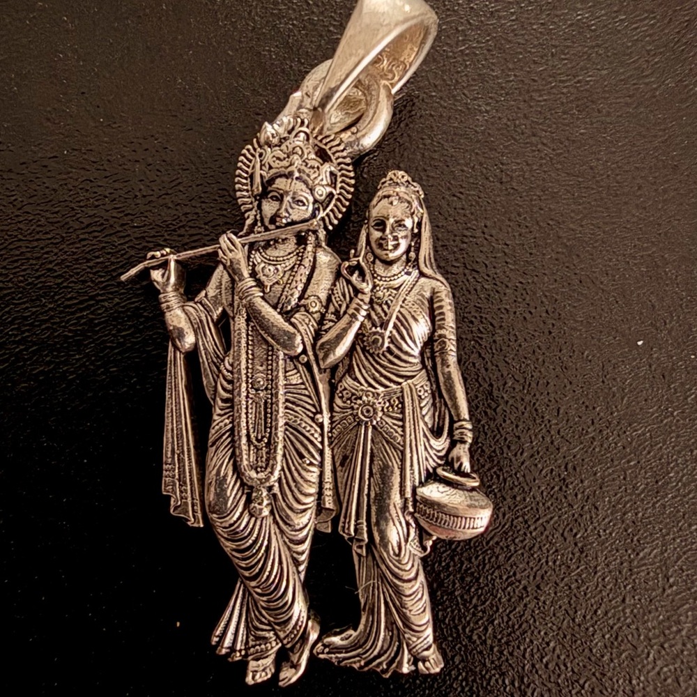Beautiful Radha Krishna RadhaKrishna Pendant Steling Silver from India Hindu
